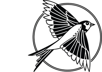 Sparrow Icon Silhouette in Details Vector Illustration  
