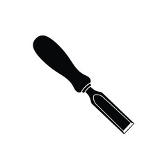 Black chisel tool icon on white background vector 2