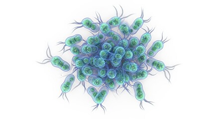 Microscopic bacteria cells isolated on white background for scientific purposes