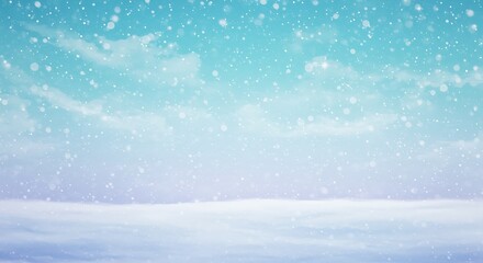 Abstract Winter Snow Background with Falling Snowflakes and Pale Colors