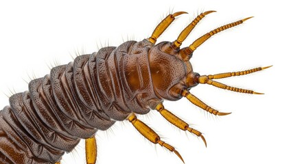 Obraz premium Close up of a brown centipede showing detailed segmented body and appendages
