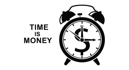 Alarm clock with dollar symbol time is money concept silhouette
