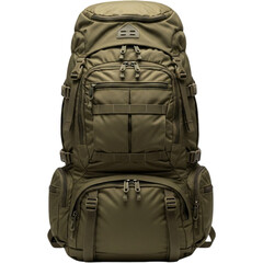 Naklejka premium Olive Green Tactical Backpack Outdoor Gear Military Rucksack Travel Camping Hiking Heavy Duty on transparent background