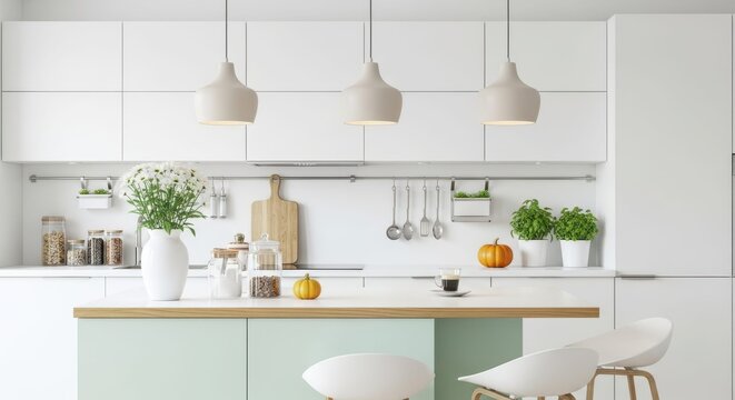 Elegant Culinary Corner: A modern kitchen, bathed in natural light, showcasing sleek design and functional elegance, the space embodies culinary artistry and serene living.