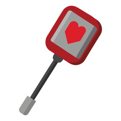 A vector icon design of a heart symbol featuring a metal screwdriver and wrench tool equipment