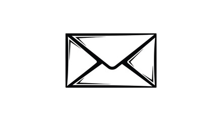 Hand drawn envelope icon in grunge style silhouette