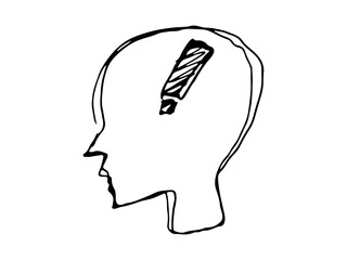 ひらめき・気付きのシルエットアイコン｜Idea Exclamation Head