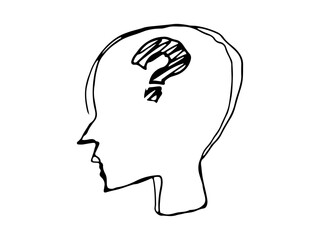 思考・疑問のシルエットアイコン｜Question Head Line Art