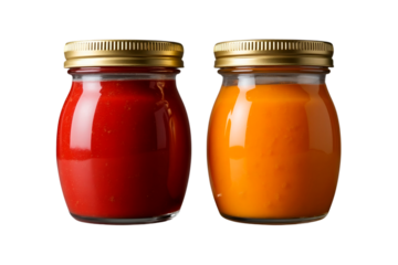 jars of yellow and red jam