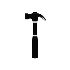 Black claw hammer silhouette on white background tool