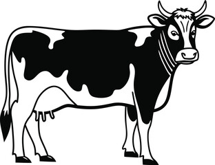 Farm Cow Silhouette Icon Vector Illustration  
