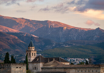 View of the Alhambra in Granada city, Andalusia region in Spain