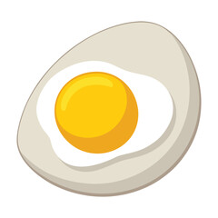 Isolated vector illustration of a freshly fried egg with a bright yellow yolk on a white plate, perfect for a healthy breakfast or meal