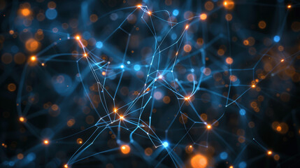 Abstract Glowing Neural Network Connection Artificial Intelligence Futuristic Technology Background