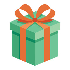 Red celebration package with ribbon and bow isolated for holiday surprise or birthday present