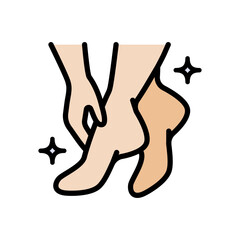 Foot care color icon. Foot hygiene, Healthy feet, Foot treatment, Podiatrist, Podiatry icons, Pedicure icons, Foot cream. Simple vector illustration.