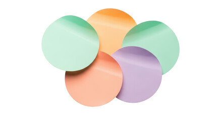 Pastel color circles PNG isolated on transparent background, abstract design elements for graphic design and creative projects