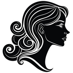Elegant woman s face silhouette vector design side profile portrait illustration