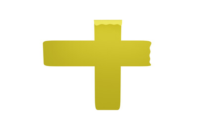 golden curve tape on white background and transparent background and plus golden cross isolated on white background