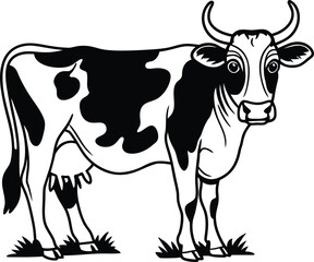 Minimalist Cow Outline Icon Vector Illustration  
