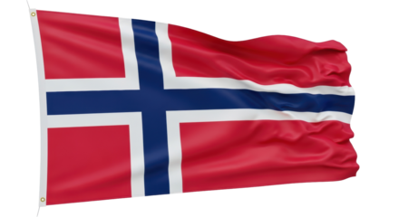Waving Norway flag PNG isolated on transparent background, national symbol of Norway for patriotic and travel designs
