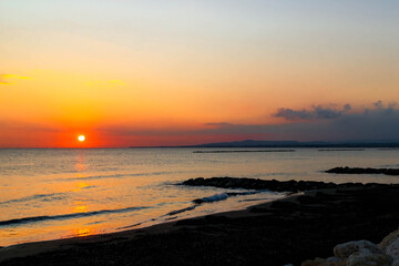 Sunset over Mediterranean sea.