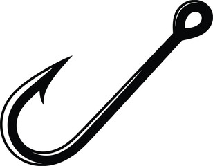 Black Silhouette of a Fishing Hook on White Background tackle bait