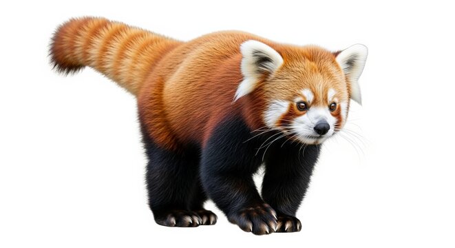 Red panda on white background isolated animal portrait for design