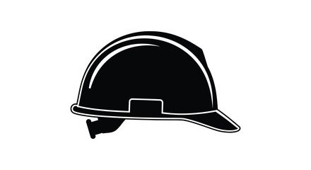 Construction hard hat safety helmet isolated black and white silhouette