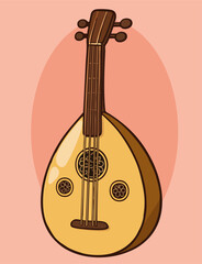 Vector illustration of an oud instrument.