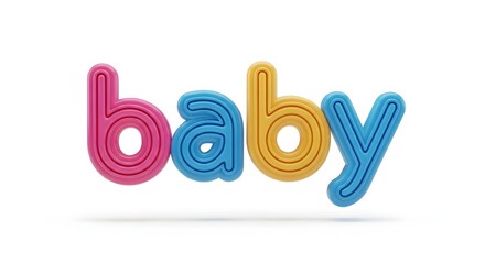Colorful 3d baby word isolated on white background