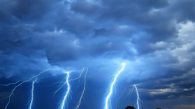 Lightning strikes in stormy sky