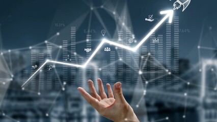 Fototapeta premium Business growth strategy drives business, growth, and success by following structured roadmap, analysis, and progress toward long-term achievement Marrow