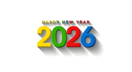 Happy new year 2026 colorful numbers isolated on white background