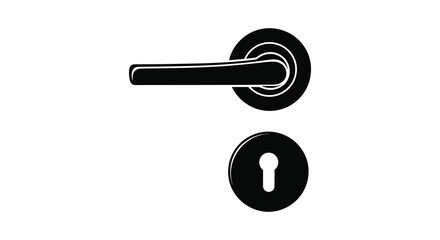 Door handle and keyhole silhouette on white background minimalist design silhouette