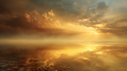 Calm empty space filled with golden light evoking peaceful clarity 