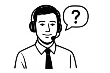 Customer support agent working in call center, providing assistance, having a question, transparent background