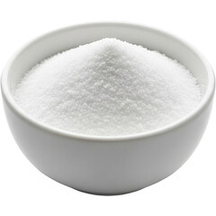 White Granulated Sugar Still Life Photography Sweet Crystals in a White Bowl Image For Foodies on transparent background