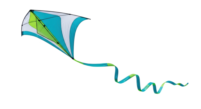 Colorful diamond kite PNG isolated on transparent background, fun outdoor toy for kids and summer activities