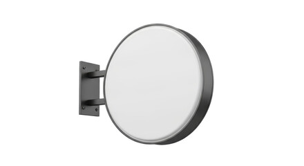 Round light box sign mockup isolated PNG, blank advertising signboard template for shop, store,...