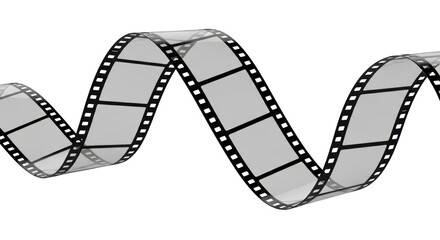Film strip PNG isolated on transparent background, movie reel with empty frames for cinema and photography projects © James
