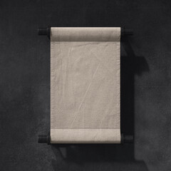 Hanging fabric banner mockup. 3D rendering