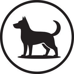 Obraz premium A simple black silhouette of a dog enclosed within a circular frame