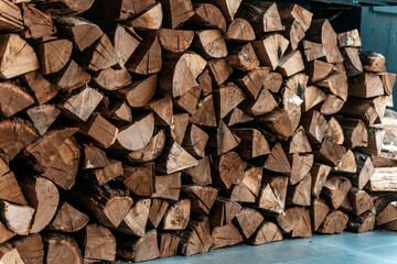 Stacked Firewood Texture wooden background 