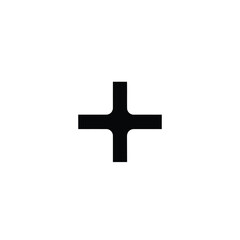 Black cross shape with rounded corners on white background