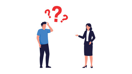 Customer Confusion and Business Consultation Vector Illustration