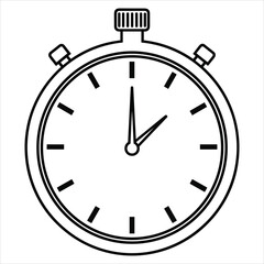 Stopwatch icon, precise line art illustration of time measurement device. isolated on white background, Vector