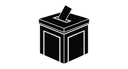 Ballot box with voting paper silhouette for elections and democracy