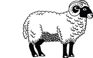 Sheep Head Icon Silhouette Vector Illustration  
