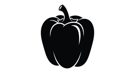 Black and white bell pepper graphic illustration silhouette